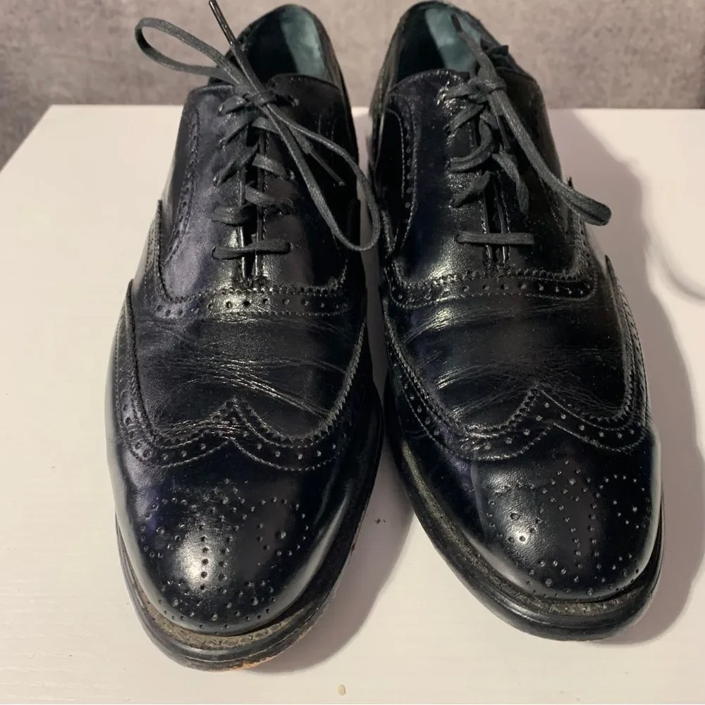 Nunn Bush Dress Shoes Mens 9.5 D Wingtip Oxford Black Leather Lace Up